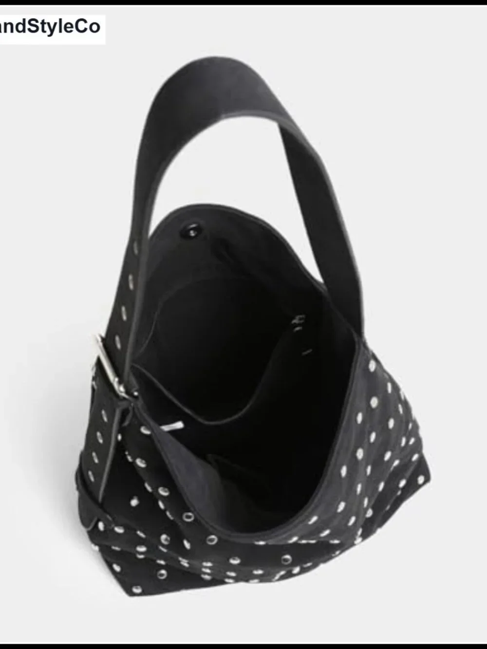 Faux Suede Studded Hobo Bag Shoulder Crossbody Bucket Purse Adjustable Strap